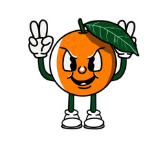 orange fruit vector character with suspicious face