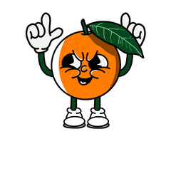 orange fruit vector character with smirking face