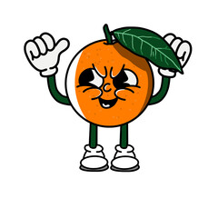 orange fruit vector character with smirking face