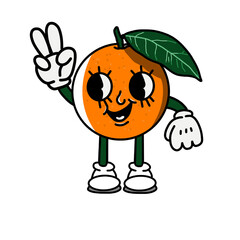 girl orange fruit vector character with happy face