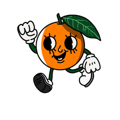 girl orange fruit vector character with happy face
