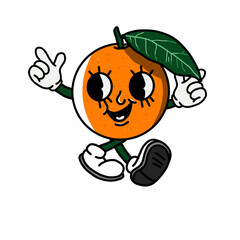 girl orange fruit vector character with happy face