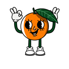 girl orange fruit vector character with happy face