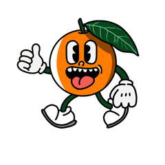 orange fruit vector character with stuck out tongue