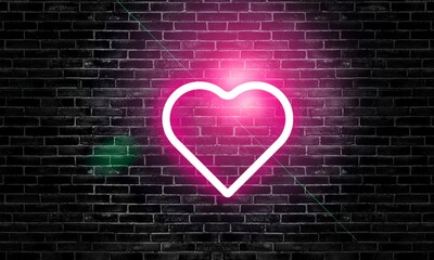 Neon heart icon. Love sign Valentine's Day.
