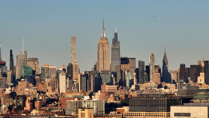 Skyline of Midtown Manhatten with Empire State building - aerial view - drone photography