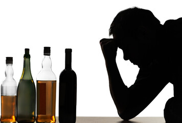 Young man have troubles with alcohol.