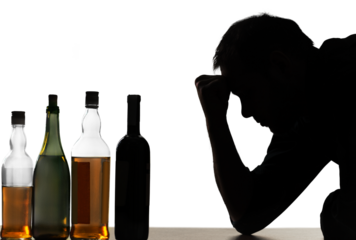 Young man have troubles with alcohol.