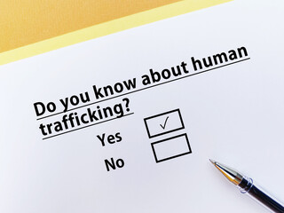 Questionnaire about trafficking