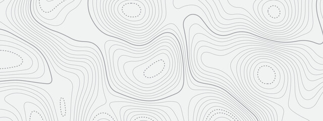 Topographic contours map background. Topography geographic white lines background. Geographic lines map on elevation assignment pattern. White paper curved reliefs background.