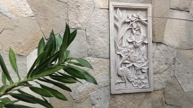 bali mural bird stone flower slide right