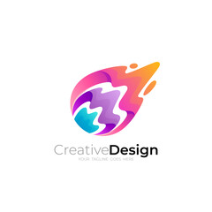 Meteor logo, comet logo with full color display, logo ready to use