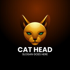 Vector Logo Illustration Cat Head Gradient Colorful Style