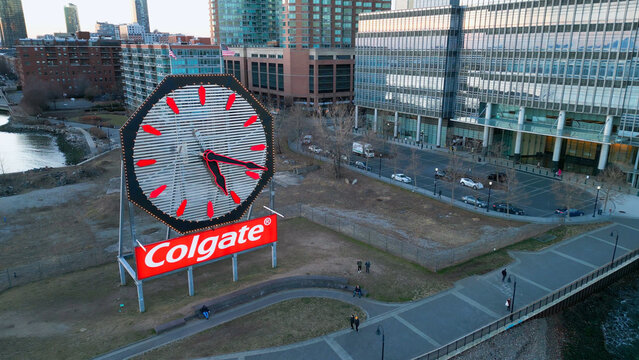 Famous Colgate Clock in Jersey City - NEW YORK, UNITED STATES - FEBRUARY 15, 2023