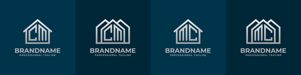 Letter CM and MC Home Logo Set. Suitable for any business related to house, real estate, construction, interior with CM or MC initials. - obrazy, fototapety, plakaty