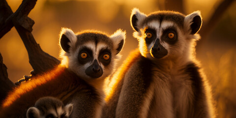 lemurs during golden hour generative ai 