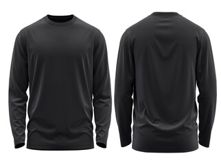 T-shirt long sleeve round neck casual fitted Black