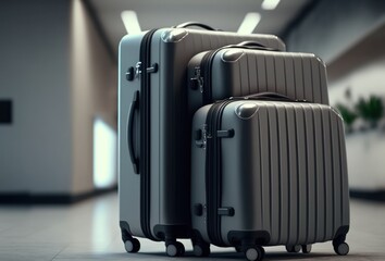 suitcase with luggage at airport, GENERATIVE AI