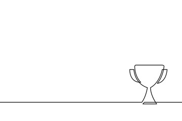 Continuous line drawing of Trophy award icon isolate on transparent background.