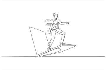 businessman riding laptop. Concept of technology used in business