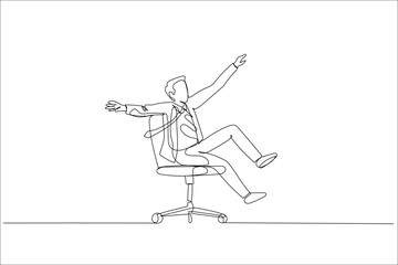 businessman sitting on uncontrollable chair. Concept of stress at work