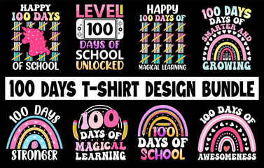 100th days of school t-shirt bundle, hundred days t-shirt design set, coloring t-shirt collection, kids t-shirt design set