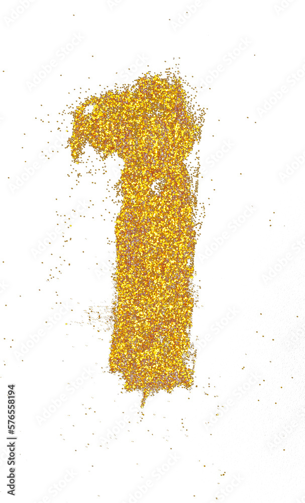Poster number 1 in glitter of gold particle isolated