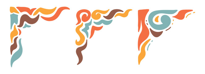 Set of Colorful Floral Borders