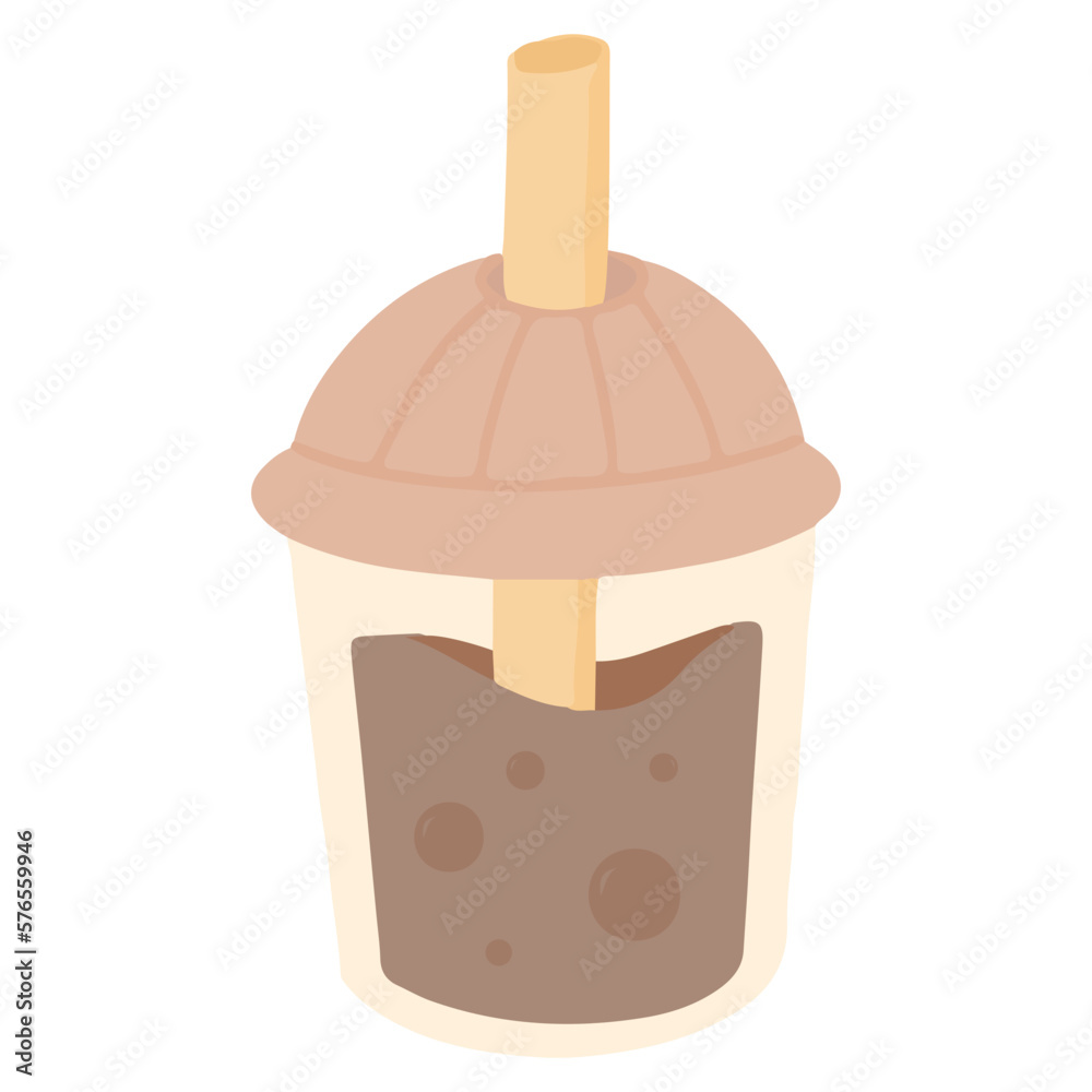 Poster chocolate bubble milkshake in plastic cup