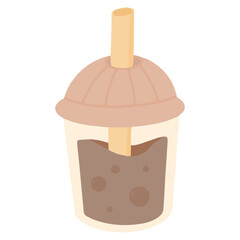 chocolate bubble milkshake in plastic cup