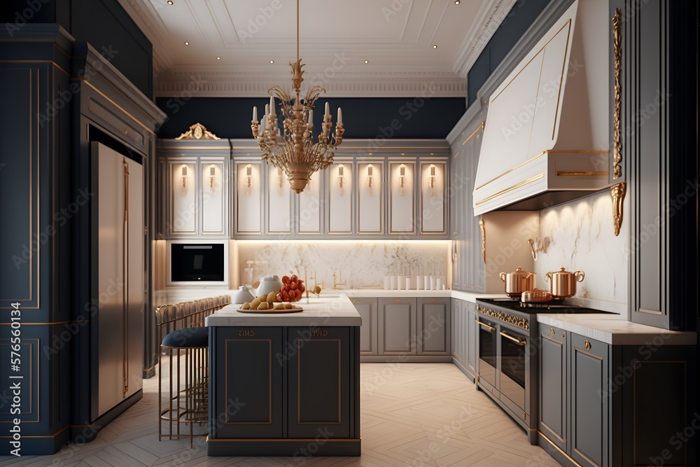 Poster luxury kitchen created using AI Generative Technology