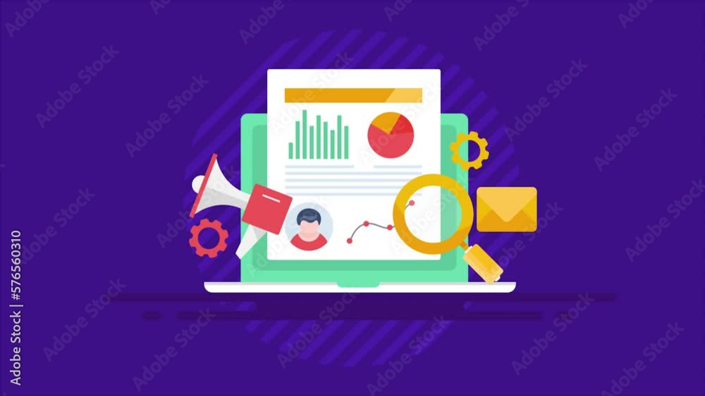 Canvas Prints monitoring and analysing seo data and information on laptop screen, website visibility and visitors 