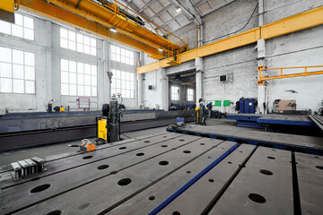 Long steel constructions assembling with welding in workshop