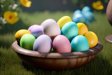 Fototapeta na wymiar Bowl of Easter Eggs