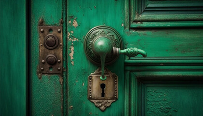 A Green Door Handle to Complement Your Home's Surroundings, Generative AI