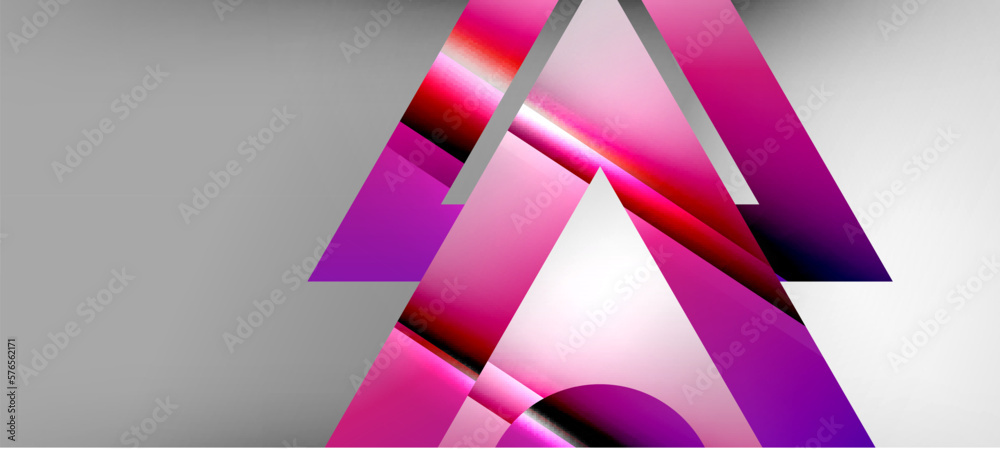 Poster trendy minimal geometric composition abstract background. shadow lines and lights on glossy triangle