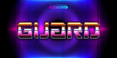 Obraz premium Retro editable text effect style guard futuristic 80s vibrant theme with experimental background, ideal for poster, flyer, social media post with give them the rad 1980s touch