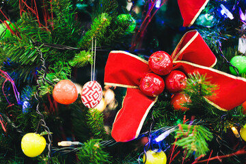 クリスマスイメージ・ツリーオーナメントのクローズアップ