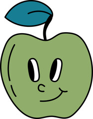 Retro apple with eyes and a smile. 