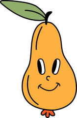 Retro pear with eyes and a smile.