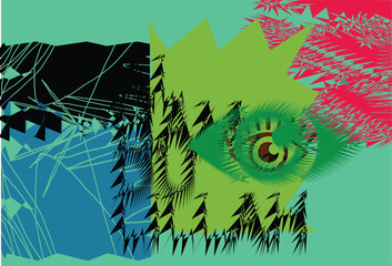 Abstract artistic design stylized combination of eyes and flora