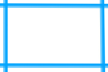 Rectangular blue banner frames, borders, painted on transparent background. Png image.
