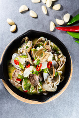 Today's menu is steamed clams with butter