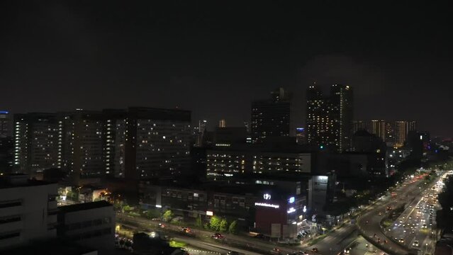 Flyover Pramuka Night pan right