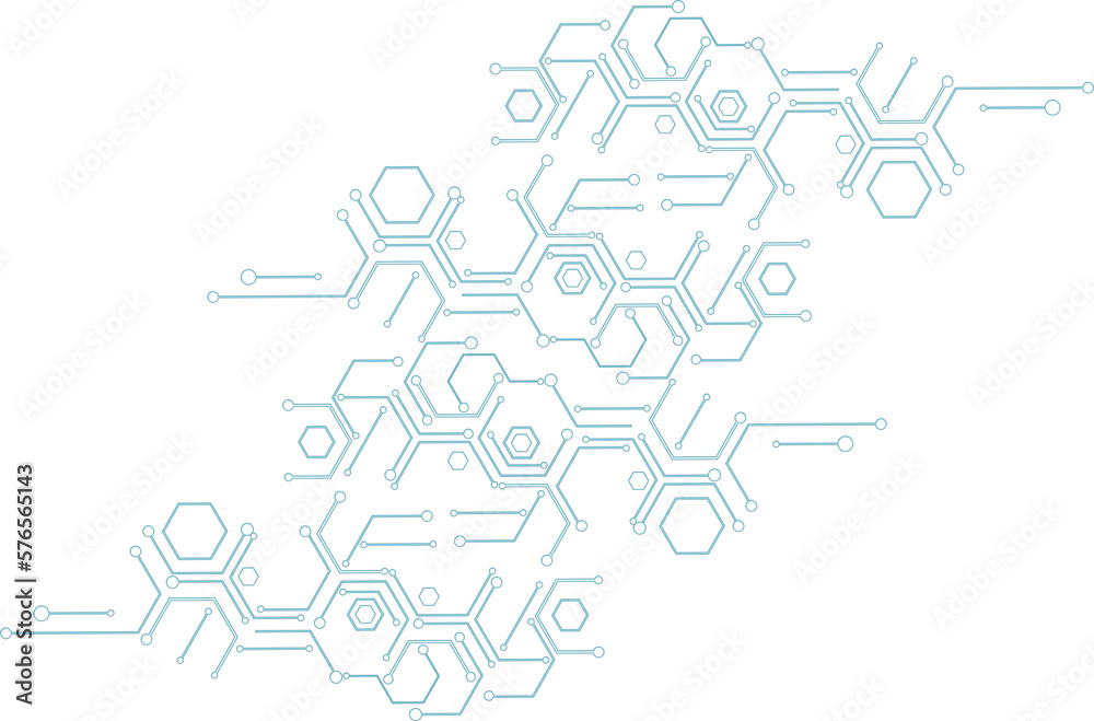Fototapete abstract blue computer technology background with circuit board and circle tech.illustration for ele
