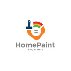 letter B with home paint company logo design template