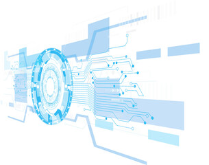 Abstract blue computer technology background with circuit board and  circle tech.illustration for elements