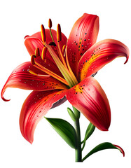 red lily for decorating projects Transparent background. generative AI