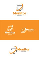 monitor solution logo design template