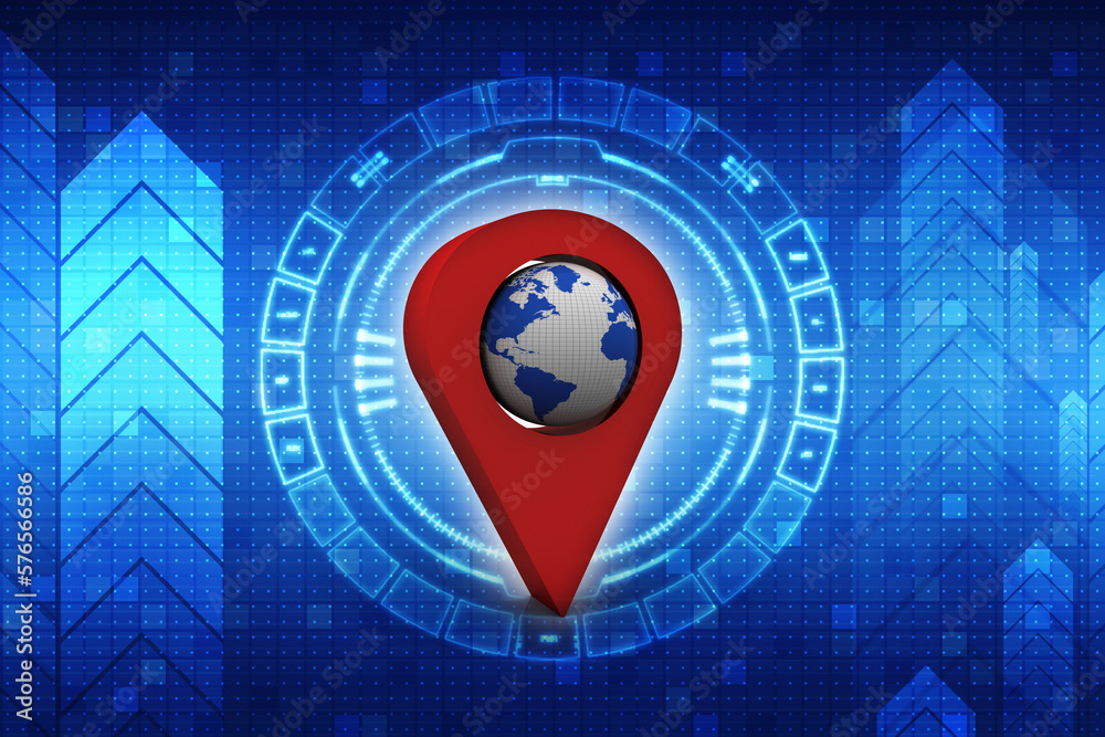 Poster 3d rendering red map pointer